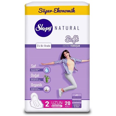 SLEEPY NATURAL Прокладки гигиен. Soft классик Длинные 6к. 20шт ДУО (Турция)