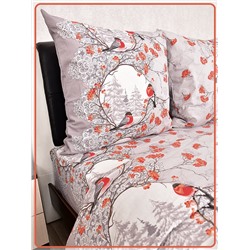 Постельное белье Шуйская бязь Снегири серые 20901-1