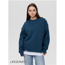 Женский свитшот оверсайз из футера с начесом Lingeamo темно-бирюзовый ВК-23 (23)