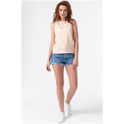 Топ трикотажный без рукавов из хлопка ванильный