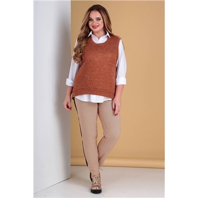 Liona Style 723 рыжий, Брюки,  Блуза,  Жилет