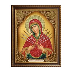 Алмазная мозаика на подрамнике 27*33см Икона Пресвятой Богородицы Семистрельной  AL8714