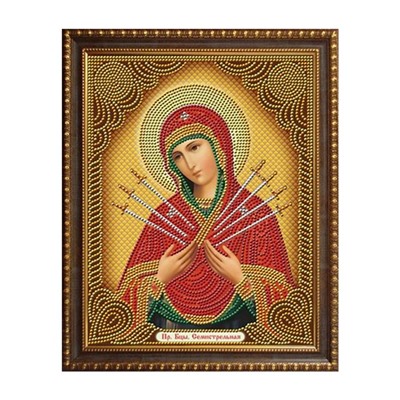 Алмазная мозаика на подрамнике 27*33см Икона Пресвятой Богородицы Семистрельной  AL8714