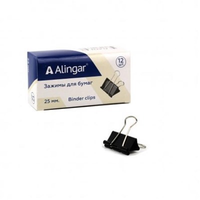 Зажим д/бумаг 25мм Alingar черный 12шт AL6774