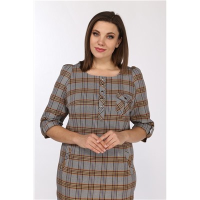 Lady Style Classic 432/6 клетка_серо-оранжевый, Платье