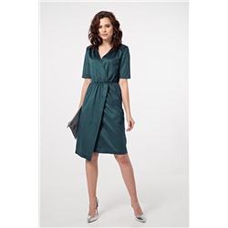 Платье замшевое с запахом темно-зеленое