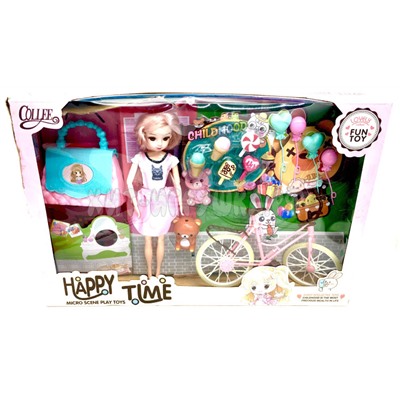 Кукла с велосипедом и аксессуарами Happy time в ассортименте 2027-5, 2027-5