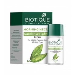 MORNING NECTAR Nourish & Hydrate SERUM, Biotique (УТРЕННИЙ НЕКТАР Питательная и увлажняющая СЫВОРОТКА для лица, Для всех типов кожи, Биотик), 40 мл. - СРОК ГОДНОСТИ ДО 30 ИЮНЯ 2025 ГОДА