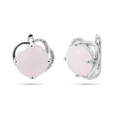Серьги из серебра розовый кварц, МЦВ986