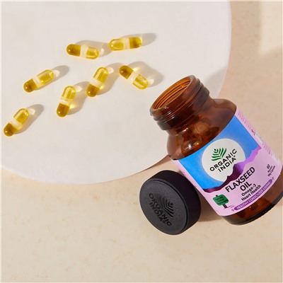 FLAXSEED OIL, Omega-3 Heart Health, Organic India (ЛЬНЯНОЕ МАСЛО, Омега-3 для здоровья сердца, Органик Индия), 60 капс.