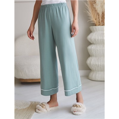 Укороченные брюки из эластичного хлопка с контрастным кантом