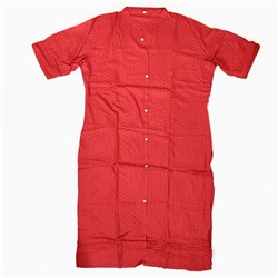 Туника женская КРАСНАЯ В ТОЧКУ декорирована пуговицами (хлопок, 3XL), 1 шт.