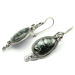 Серьги серафинит 17*45мм.