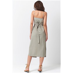 Хлопковое платье с отрезной талией хаки