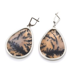 Серьги агат моховой 34*43мм