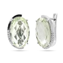 Серьги из серебра зеленый аметист, Чезара
