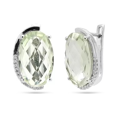 Серьги из серебра зеленый аметист, Чезара