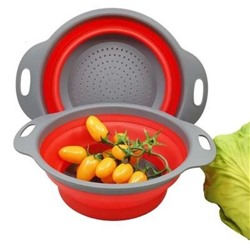 Круглый складной силиконовый дуршлаг, 20 см