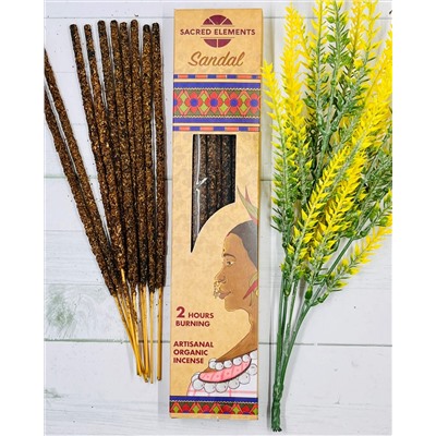 SANDAL Artisanal Organic Incense, Sacred Elements (Натуральные благовония ручной работы САНДАЛ, Секретные Элементы), уп. 10 палочек