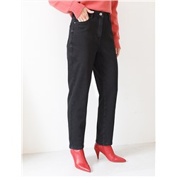 Джинсы mom-fit из эластичного денима на флисе