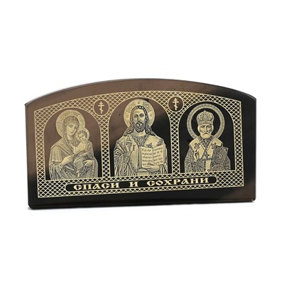 Триптих настольный малый "Богородица, Иисус, Николай" 85*45*20мм