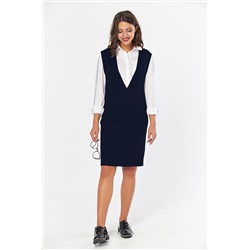 Сарафан вязаный теплый мини синий меланж