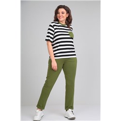 Michel chic 1338 черный-белый-зеленый, Брюки,  Футболка