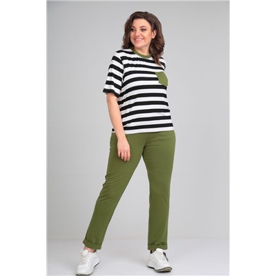 Michel chic 1338 черный-белый-зеленый, Брюки,  Футболка