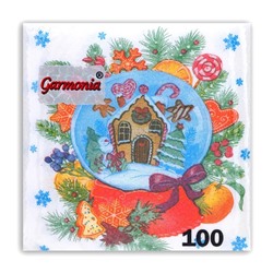 Салфетки бум. 24*24 100шт. НГ Снежный шар
