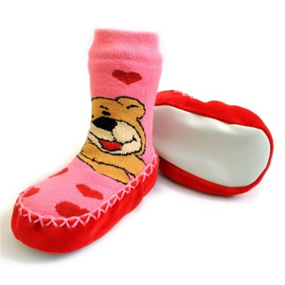Носки детские на подошве "Мишка" (pink)