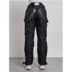 Полукомбинезон утепленный женский зимний горнолыжный черного цвета 7602Ch