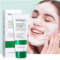 Противовоспалительная пенка для лица с салициловой кислотой BIOAOUA Salicylic Acid Acne Removal Cleanser, 100 гр.