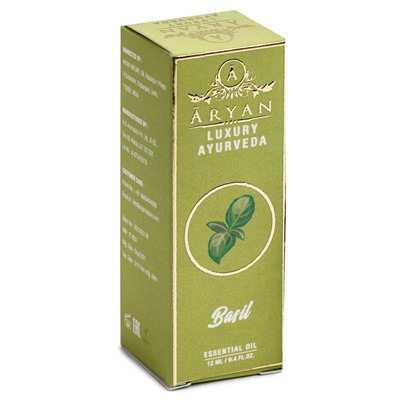 BASIL Essential Oil, ARYAN (БАЗИЛИК премиальное эфирное масло, АРЬЯН), 12 мл. - СРОК ГОДНОСТИ ДО 30 СЕНТЯБРЯ 2024 ГОДА + С ПОДТЁКАМИ