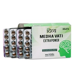MEDHA VATI Extrapower, Divya (МЕДХА ВАТИ, тоник для улучшения работы мозга, памяти, сосудов, Дивья), 120 таб.