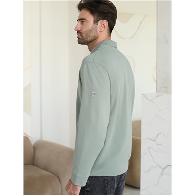 Свитшот с воротом стойкой на молнии из эластичного футера двухнитки