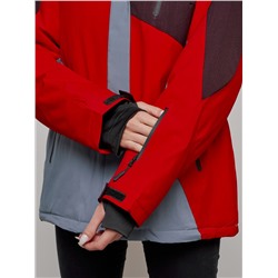 Горнолыжная куртка женская зимняя большого размера красного цвета 2308Kr