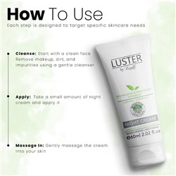 NIGHT CREAM Cream, Luster (НОЧНОЙ КРЕМ для лица с зелёным чаем, алоэ вера и лакрицей, Ластер), 60 мл.