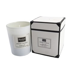 Aroma Candle AMBER AND SMOKE, Menahem (Аромасвеча в стакане АМБЕР, САНДАЛ И ВАНИЛЬ, время горения: около 12 часов), 1 шт.