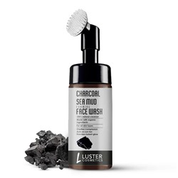 CHARCOAL SEA MUD Foaming Face Wash, Luster (УГОЛЬ И МОРСКАЯ ГРЯЗЬ пенка для умывания с силиконовой щёткой, Ластер), 100 мл.