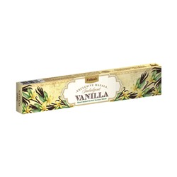 Tulasi Exclusive Masala INDULGENT VANILLA Hand Rolled Herbal Incense Sticks, Sarathi (Туласи эксклюзив масала НЕЖНАЯ ВАНИЛЬ травяные благовония ручной работы, Саратхи), 15 г.