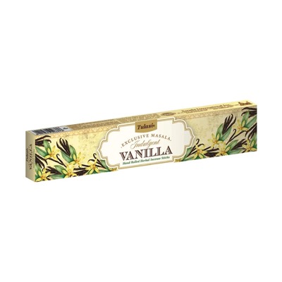 Tulasi Exclusive Masala INDULGENT VANILLA Hand Rolled Herbal Incense Sticks, Sarathi (Туласи эксклюзив масала НЕЖНАЯ ВАНИЛЬ травяные благовония ручной работы, Саратхи), 15 г.