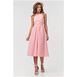 Сарафан летний миди из хлопка в полоску на коралловом