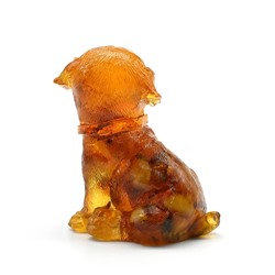 Фигурка с янтарем Мопс 55*40*60мм цв.коньячный, 40,8г