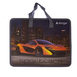 Папка с ручками А4  Alingar Sportcars пластик на молнии AL10453