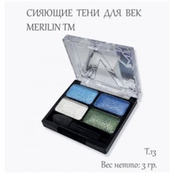 Тени д/век 4-цв. 03  т.13 (белый+хаки+синий+голубой) Merilin