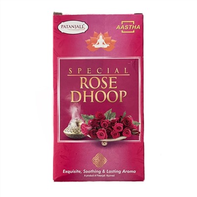 Special ROSE Dhoop, Patanjali (РОЗА мягкие благовония дхуп, Патанджали), 10 палочек.