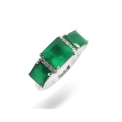 Кольцо из серебра зеленый агат, Сара
