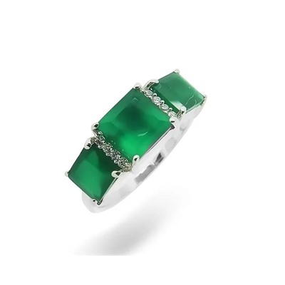 Кольцо из серебра зеленый агат, Сара
