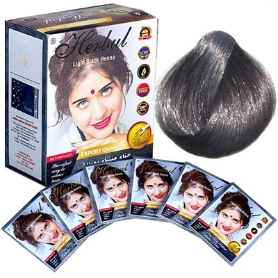LIGHT BLACK Henna, Herbul (Индийская хна СВЕТЛО-ЧЕРНАЯ, Хербул), 1 уп. (6 пак. по 10 г.)