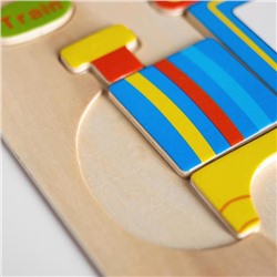 Пазл - вкладыш на деревянном основании "Паровоз", 9 элементов